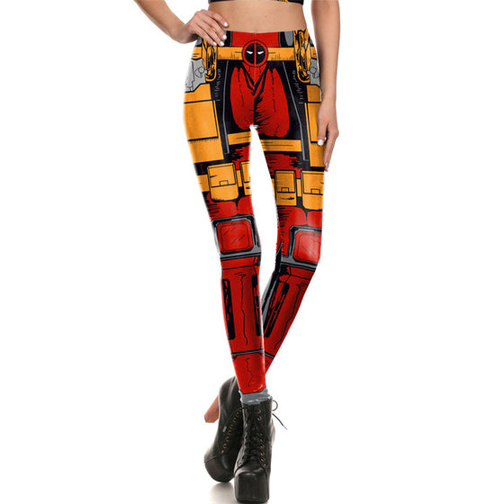 Wade III Women's Superhero Leggings (Deadpool) - Orange Bison