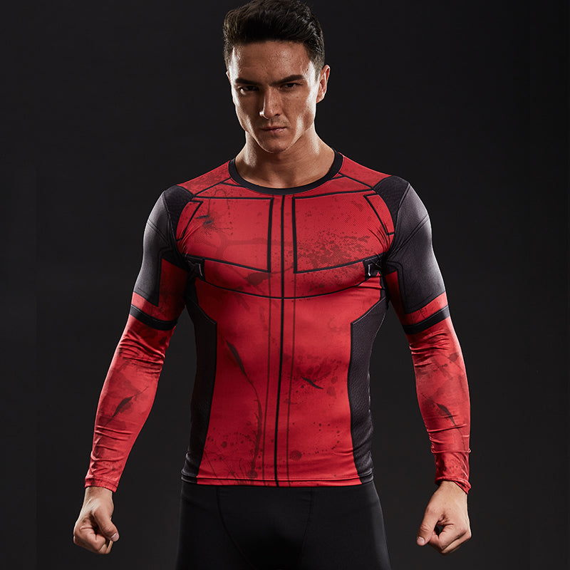 Deadpool Workout Clothes For Men - Long Sleeve Compression Shirts