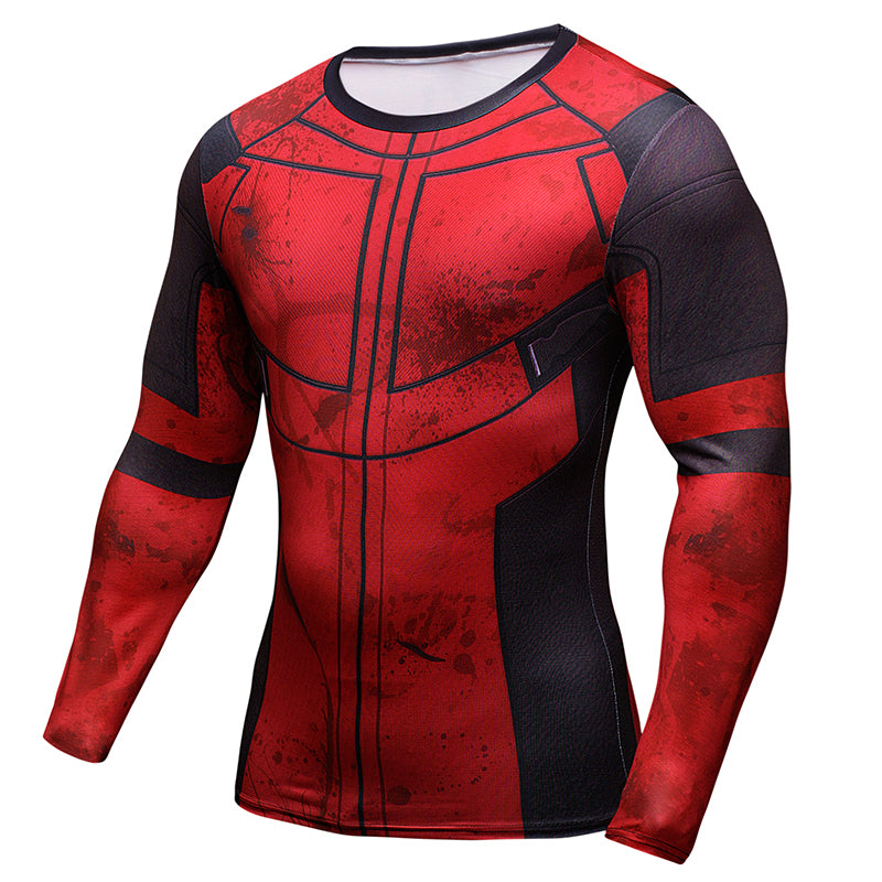 Deadpool Workout Clothes For Men - Long Sleeve Compression Shirts