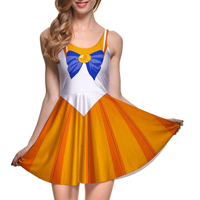 Sailor Venus Women's Anime Dress Sailor Moon Themed Women's Clothing -  Orange Bison